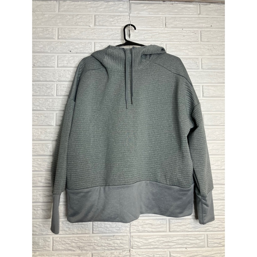 Nike Dri-FIT Hoodie Womens Large Gray Excellent Textured Swoosh Pullover